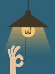 Hand pulling light switch