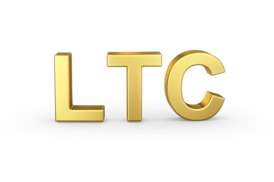 Golden 3D LTC currency shortcut isolated with clipping path