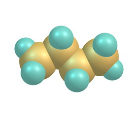 Molecular structure of butane on white