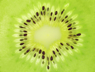 Close-up view on pulp of ripe kiwi