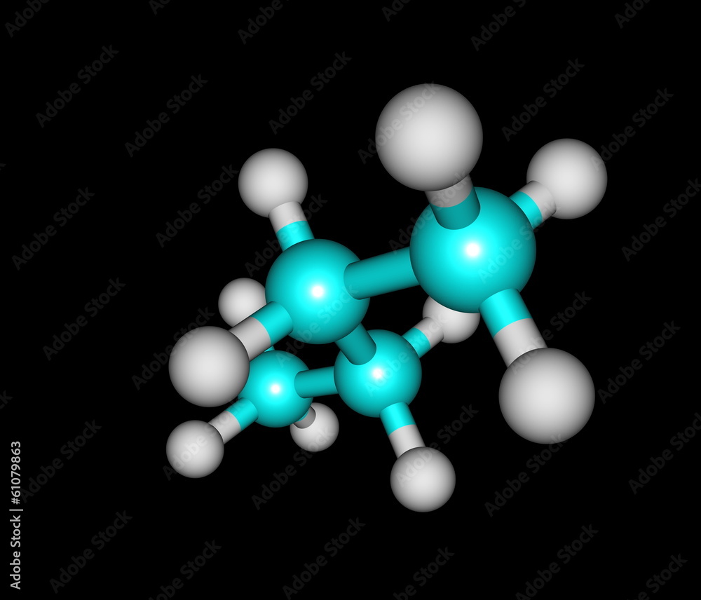 Poster Molecular structure of butane on black