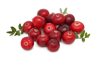 Pile of ripe cranberries (isolated)