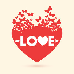Vector valentine heart with butterflies