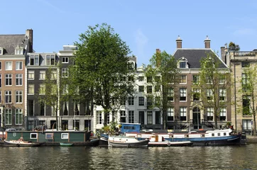 Fototapeten Gracht in Amsterdam, Niederlande © dietwalther