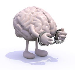 brain with arms, legs and handcuffs