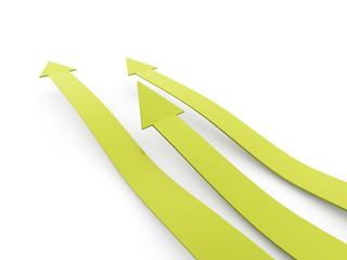 Three green arrows concept on white