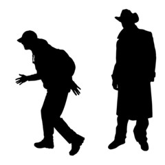Black vector silhouette men.