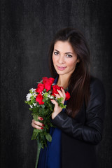 romantic red roses for woman