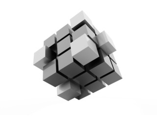 Black cubes concept isolated