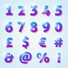 Shiny numbers and letters with diamond texture