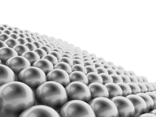 Silver spheres rendered on white