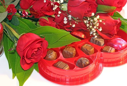 Valentine's Day  roses and chocolates