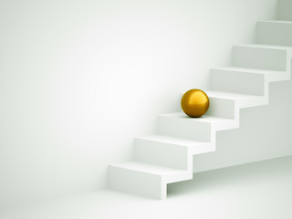 Yellow sphere on stairs