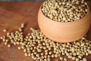 Rotten soybean seed in earthen bowl