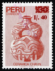Postage stamp Peru 1988 Ceramic Vase, Chavin Culture
