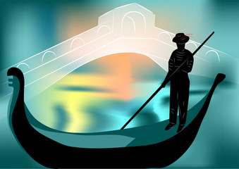 gondolier in the evening city © arkela