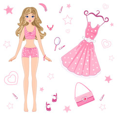 Paper doll with clothes