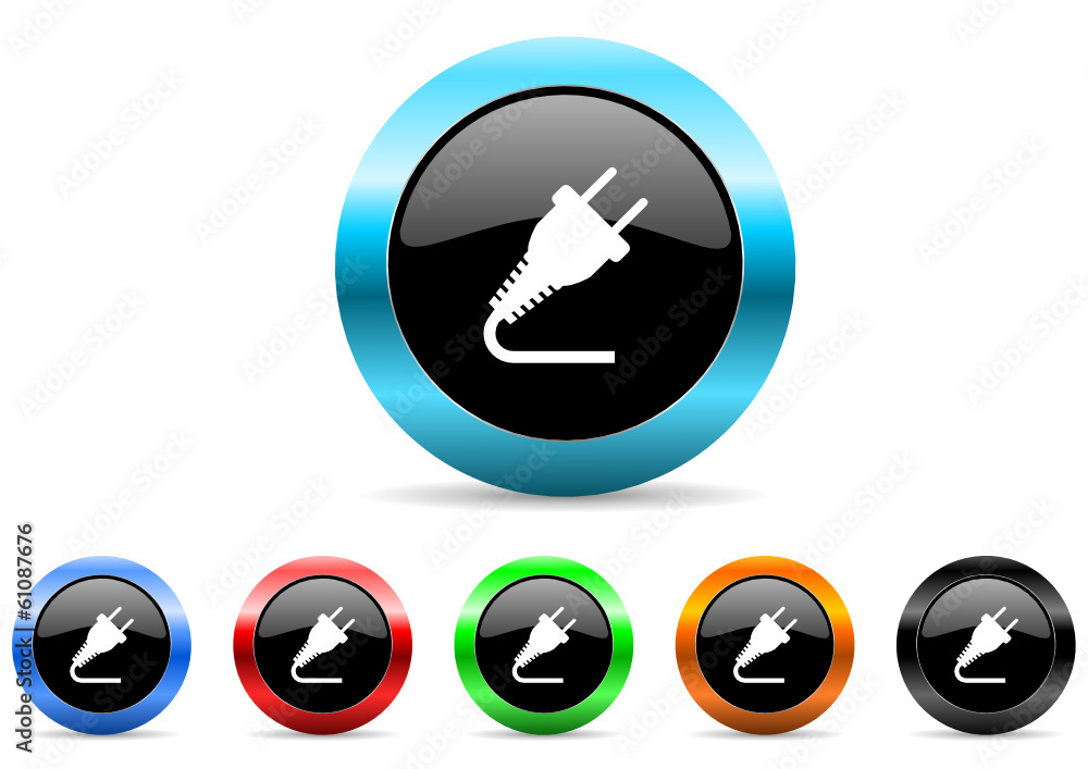 Poster plug icon vector set