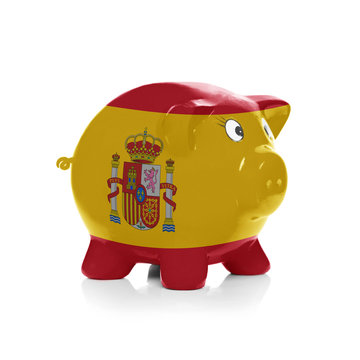 Piggy bank with flag painting over it - Spain