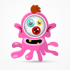 Abstract Vector Pink Monster - Alien Illustration