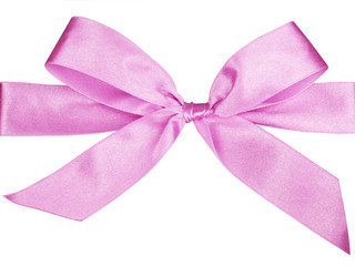 pink bow and ribbon isolated on white background