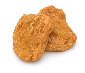 A pair of chicken nuggets isolated