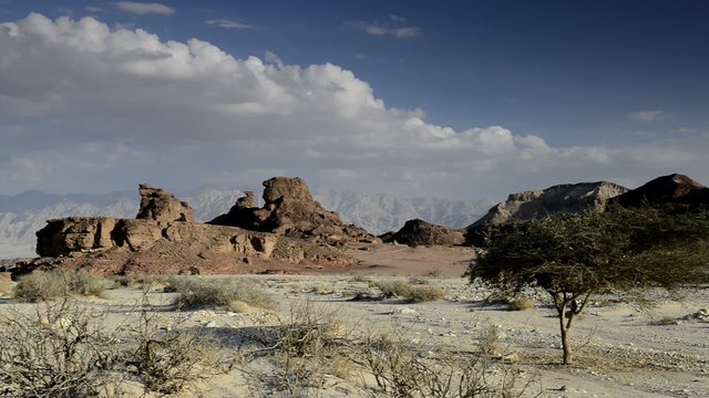 Geological formations and desert valley of Timna park, Israel