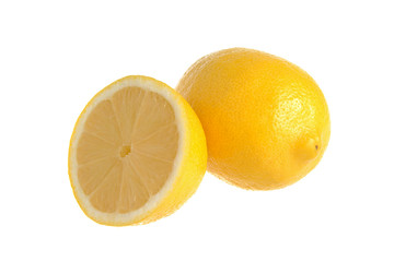 A half of lemon and the whole lemon on the white isolated