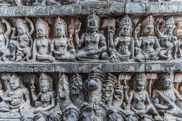 stone carving detail angkor thom cambodia