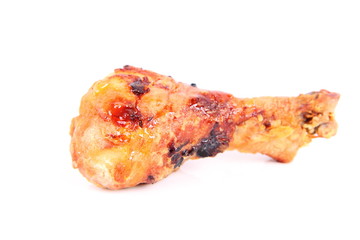 Fried chicken leg on a white background