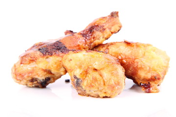 Fried chicken legs on a white background