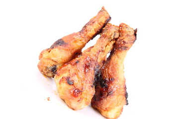 Fried chicken legs on a white background