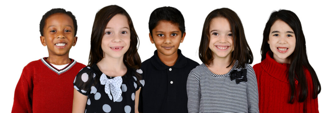 Children Together On White Background