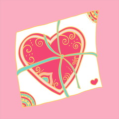 Card design. Stylized vector drawing.Red heart