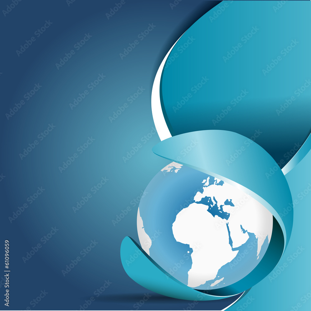 Poster Blue abstract vector background with globe