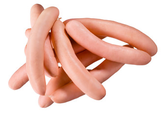 Raw sausages isolated on white. With clipping path