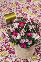 well as hand-made basket in the beautiful flowers