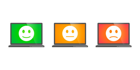 Obraz premium Laptops with survey icons
