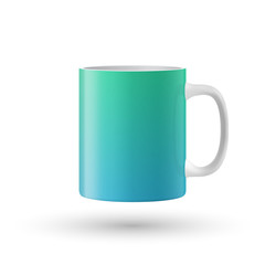 Green souvenir mug on white background.