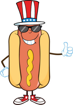 hot dog wearing hat thumbs up clip art preview