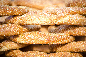 Rows of buns with sesame - 61098073