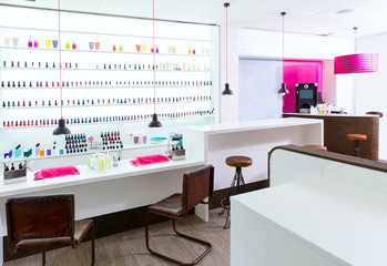 Nail and pedicure saloon modern with nail polish colorful in a r