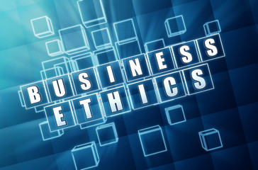 business ethics in blue glass blocks
