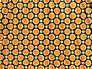 Crumpled black and orange tablecloth