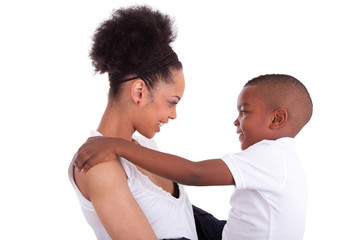 Young african american single mother with her son - Black people