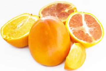 persimmon whole and half  orange