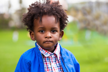 Outdoor portrait of a little african american boy - Black - chil