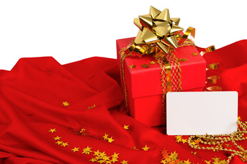 A Red gift with the visiting card