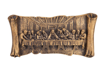 Last supper of Christ relief, isolated on white