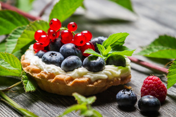 Forest cupcake with berry fruits
